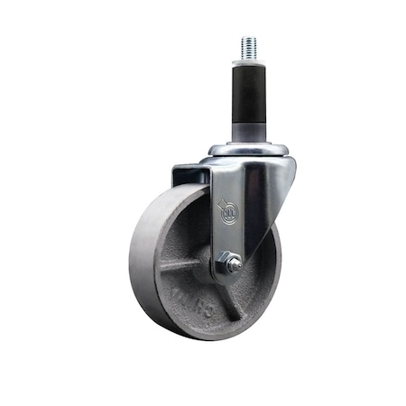 Service Caster 4'' Semi Steel Swivel 1-1/8'' Expanding Stem Caster with Brake SCC-EX20S415-SSR-PLB-118